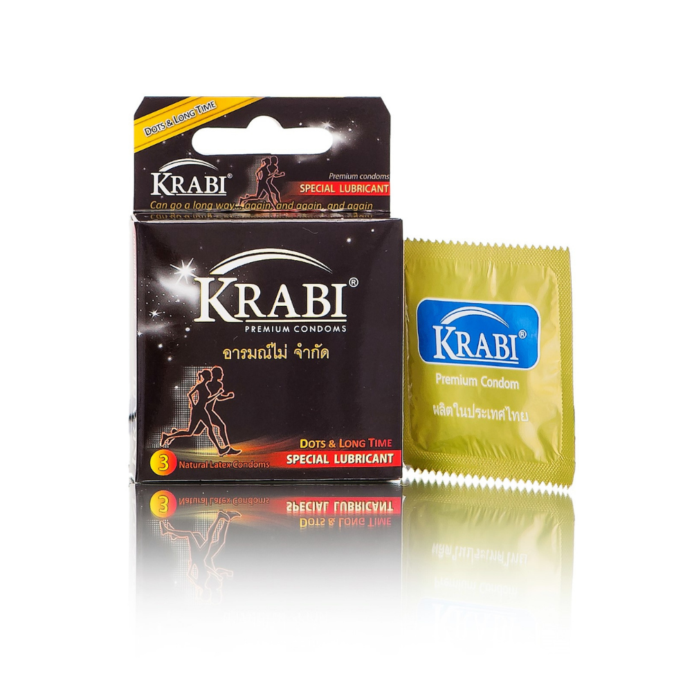 Bao cao su Krabi có gai và kéo dài thời gian - Dots &amp; Longtime Krabi Premium Condoms, nhập khẩu Thailand