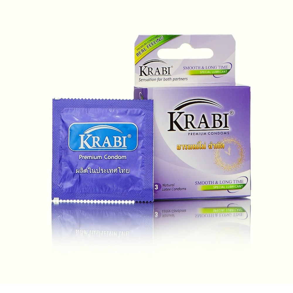 Bao cao su Krabi trơn mỏng và kéo dài thời gian – Smooth &amp; Longtime Krabi Premium Condoms, nhập khẩu Thailand