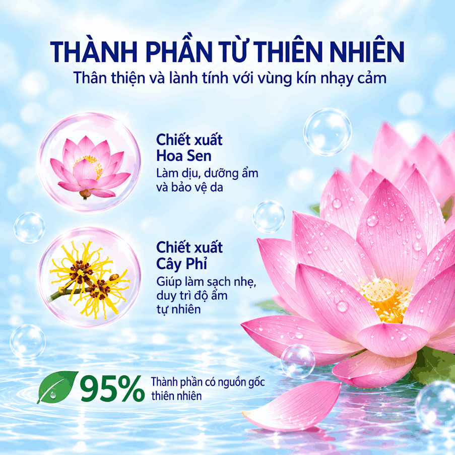 Dung dịch vệ sinh MANTOVANI Ultra delicate PH 5 - Lotus Flower and Hamamelis - Chiết xuất hoa sen và cây phỉ HAMAMELIS