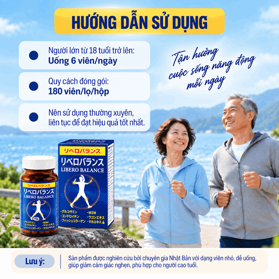 Bổ khớp Nhật Libero Balance , nhập khẩu Nhật Bản, hộp 180 viên.