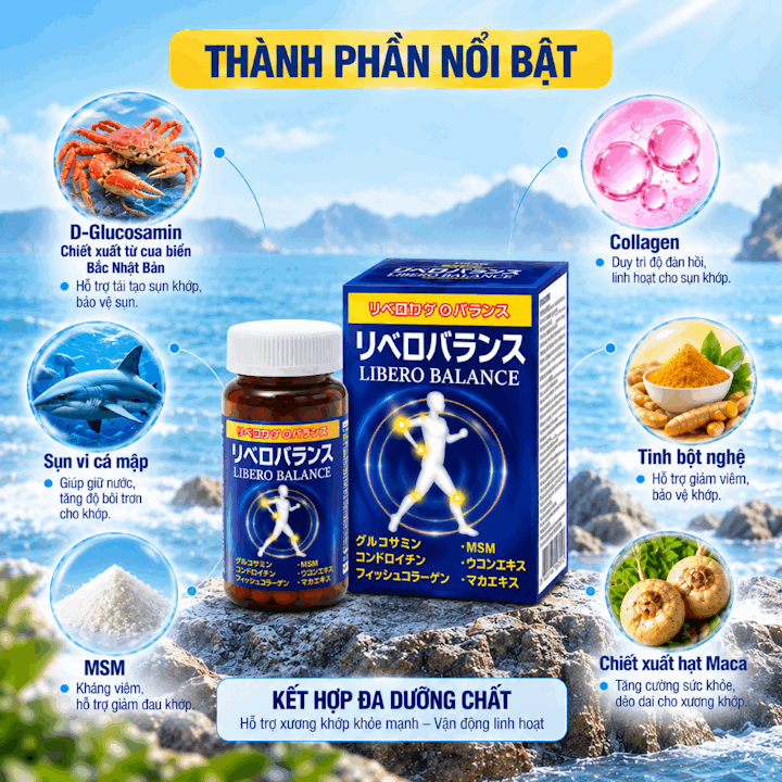 Bổ khớp Nhật Libero Balance , nhập khẩu Nhật Bản, hộp 180 viên.