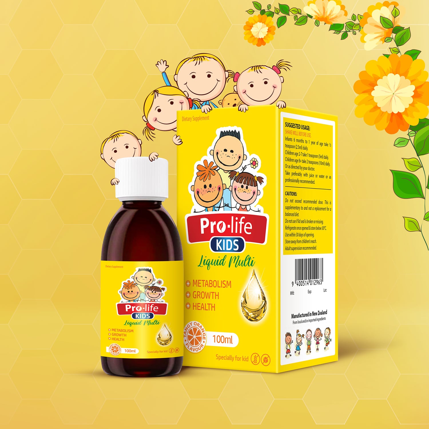 Siro bổ sung vitamin cho trẻ em PRO-LIFE KIDS Liquid Multi, nhập khẩu NEW ZEALAND, hộp 100ML