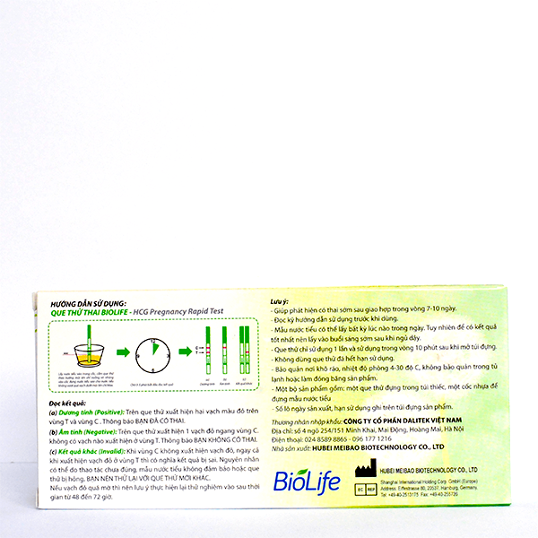 Que thử thai Biolife HCG Pregnancy Rapid Test bản 4MM- DALITEK VIỆT NAM