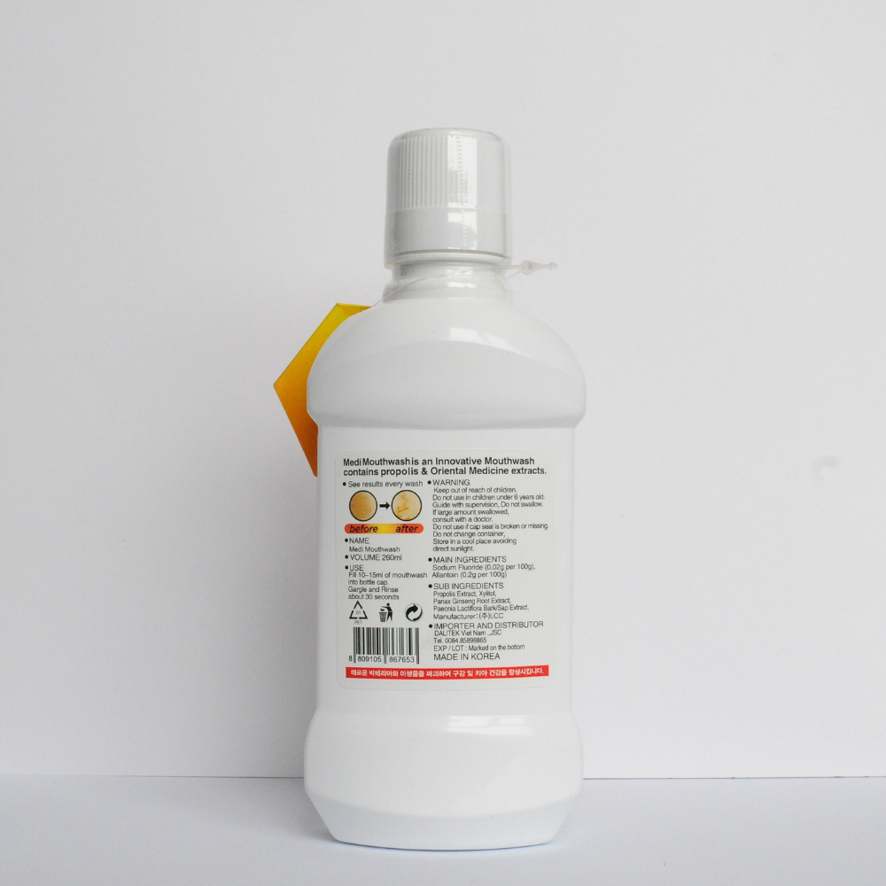 Nước súc miệng Medi Mouthwash Propolis vị keo ong, nhập khẩu từ Hàn Quốc, chai 260ML