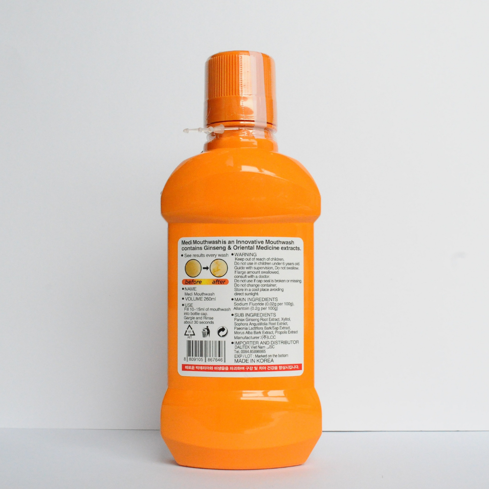 Nước súc miệng Medi Mouthwash Ginseng vị nhân sâm 260ml- Made in Korea - DALITEK VIỆT NAM